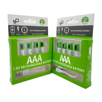 4 бр./лот ААА акумулаторна батерия от 1,5 550 МВтч USB акумулаторни литиево-йонни батерии AAA за безжична мишка с дистанционно управление + кабел