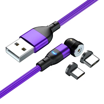 Магнитен USB-Micro USB-Кабел Type C Зарядно Устройство Кабел За Мобилен Телефон 360º въртящ се Кабел + 180º Въртене Бързо Зареждане За Huawei Samsung Xiaomi